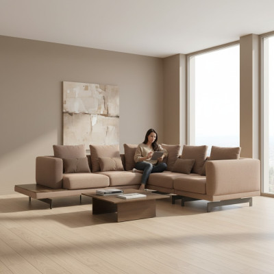 Muebles tapizados Sofá en forma de L Sofá Couch Tapizado Textil Lujo Mobiliario