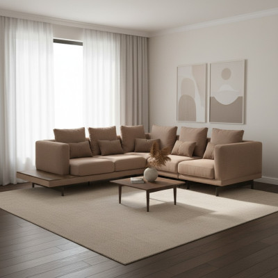 Muebles tapizados Sofá en forma de L Sofá Couch Tapizado Textil Lujo Mobiliario