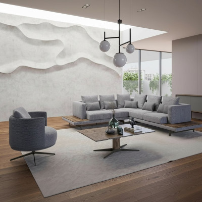 Juego de salón de 3 piezas de tela sofá esquinero nuevo mesa de centro muebles de lujo