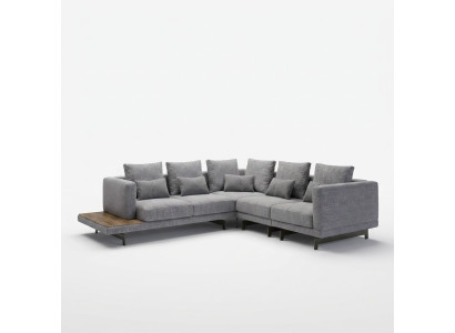 Nuevo conjunto de lujo tapizado textil sofá en forma de L muebles sala de estar mesa de centro