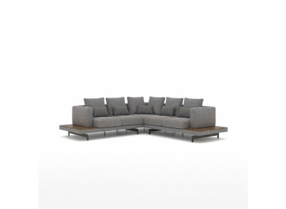 Sala de estar gris Sofá de tela en forma de L diseño de lujo Sofá tapizado