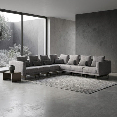Sala de estar gris sofá de esquina en forma de L diseñador sofá textil muebles sofá nuevo.