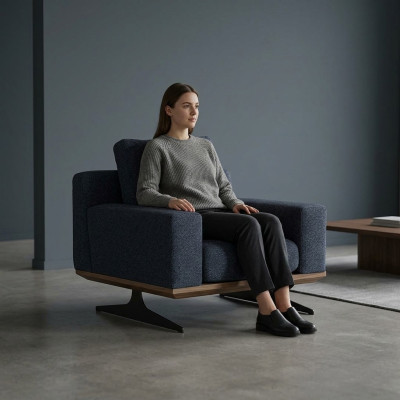 Sillón moderno Diseñador Mobiliario Lujo Tapizado Textil Sillón Nuevo