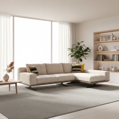 Sofá de esquina. Sofá de diseñador, forma en L, juego de muebles, sofá, sala de estar, tapizado, textil, nuevo.