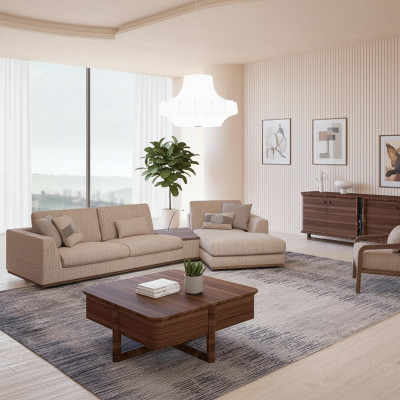 Sofás beige de diseñador en forma de L - Sofá de esquina para muebles tapizados de lujo nuevos, sillas de sala de estar.