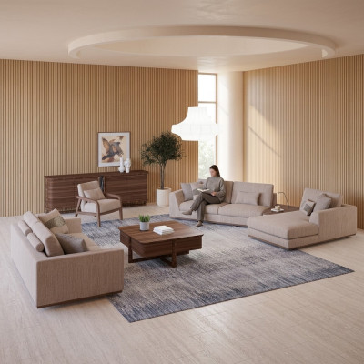 Lujo conjunto de sofás esquineros en forma de L de dos plazas Sofá de lujo Sillón Tapicería