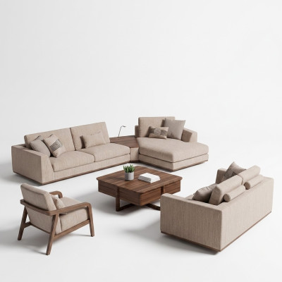 Lujo conjunto de sofás esquineros en forma de L de dos plazas Sofá de lujo Sillón Tapicería