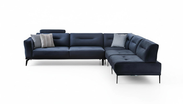 Forma de L Lujo Sala de Estar Sofa de 4 Plazas Esquinero de Tela Diseño Moderno