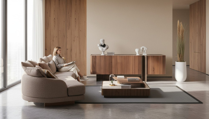 Sala de estar Conjunto resistente Diseñador 4 plazas Aparador Mesa de centro 3 piezas