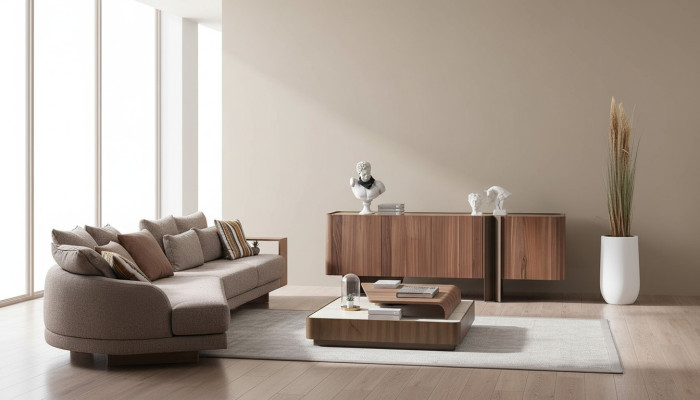 Sala de estar Conjunto resistente Diseñador 4 plazas Aparador Mesa de centro 3 piezas