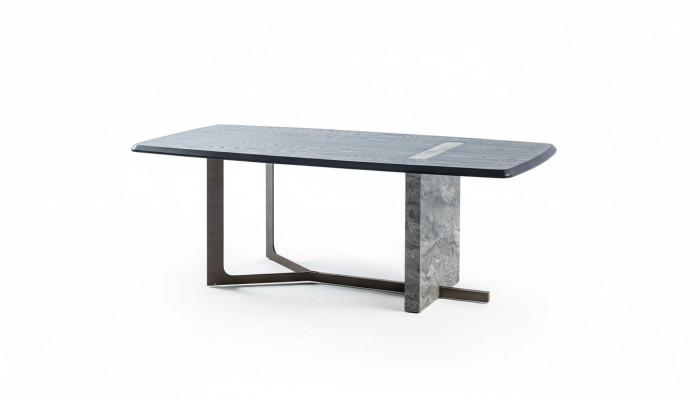 Moderna mesa de comedor rectangular gris de madera de diseño de lujo