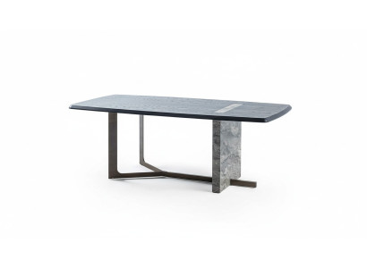 Moderna mesa de comedor rectangular gris de madera de diseño de lujo