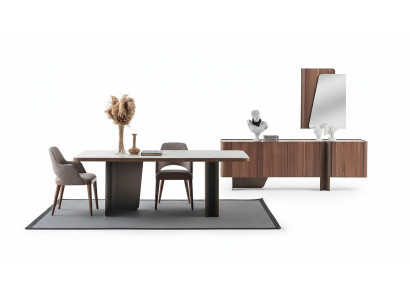 Comedor 7 piezas conjunto moderno Mesa de comedor Aparador Buffet Espejo Sillas