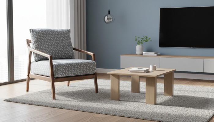 Sala de estar Sillón con estructura de madera blanca Roubster Tela Sillón individual elegante