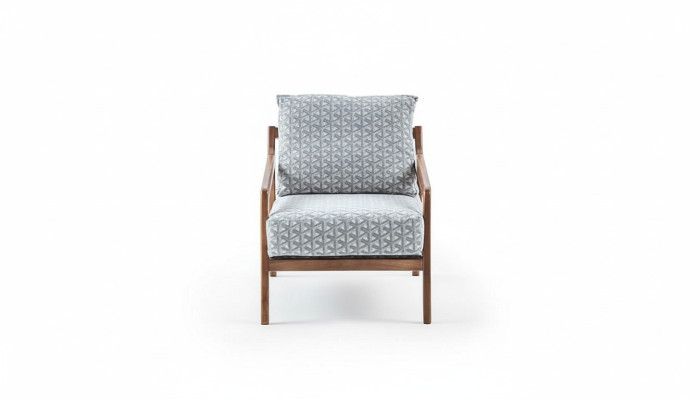 Sala de estar Sillón con estructura de madera blanca Roubster Tela Sillón individual elegante