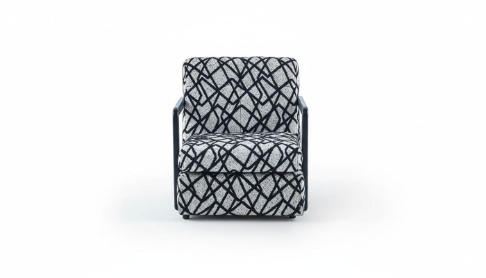 Sillón de salón gris y negro, diseñador, 1 plaza, sillón de lujo.