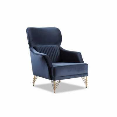 Sillón moderno azul para sala de estar, sillón de tela elegante y moderno de una sola plaza.