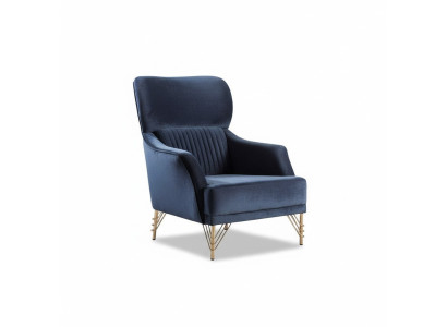 Sillón moderno azul para sala de estar, sillón de tela elegante y moderno de una sola plaza.