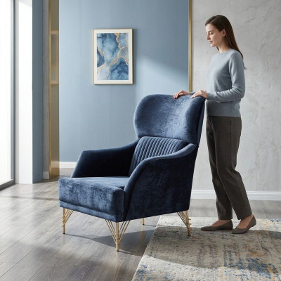 Sofá azul, sillón de diseñador para sala de estar, muebles de lujo de 2 piezas.