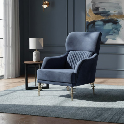 Sofá azul, sillón de diseñador para sala de estar, muebles de lujo de 2 piezas.