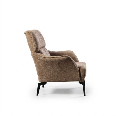 Moderno sillón beige para sala de estar, asiento individual de lujo, mueble tapizado nuevo.