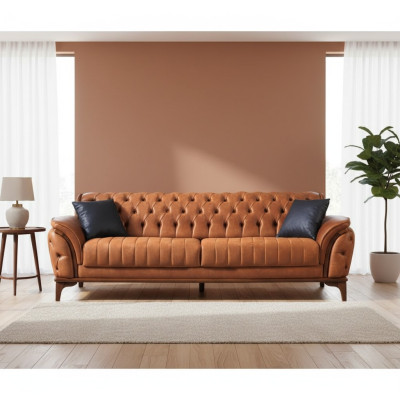 Oranger Chesterfield sofá de lujo de 3 plazas para sala de estar, sofá moderno y elegante.