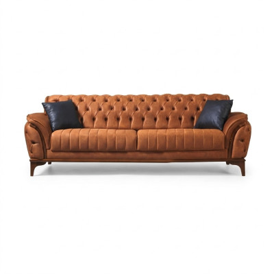 Oranger Chesterfield sofá de lujo de 3 plazas para sala de estar, sofá moderno y elegante.