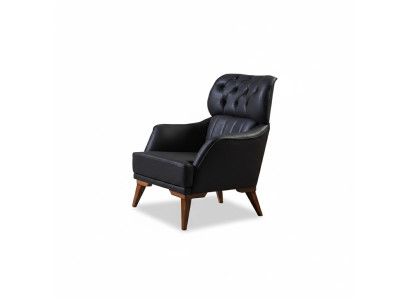 Sillón Chesterfield negro diseñador, ideal para la sala de estar, de un asiento