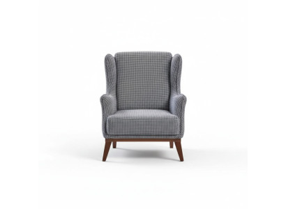 Silla de salón moderna a cuadros gris.