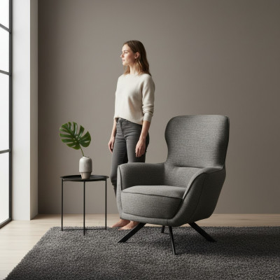 Gris Color Diseño Moderno Sillón de 1 plaza Material de tela Textil Diseño Moderno
