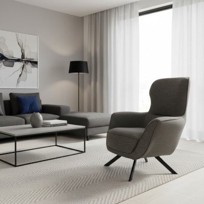 Gris Color Diseño Moderno Sillón de 1 plaza Material de tela Textil Diseño Moderno