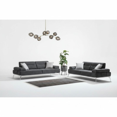 Sofá de tela Juego de sala de estar de 2 piezas. Color gris Material textil Diseño moderno