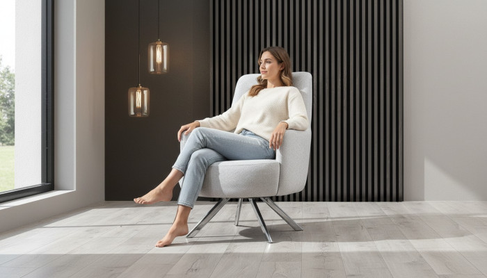 Color blanco Sillón de tela de 1 plaza para sala de estar diseño moderno Material textil