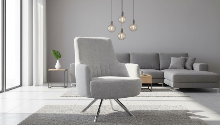 Color blanco Sillón de tela de 1 plaza para sala de estar diseño moderno Material textil
