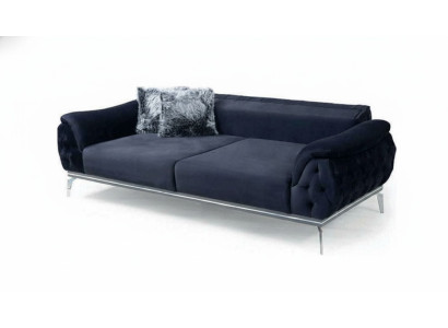Diseño Chesterfield negro material textil moderno sofá de 3 plazas de tela.
