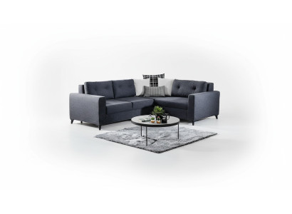 Sofá tapizado gris oscuro con función de cama, sofá de diseño de esquina para la sala de estar.