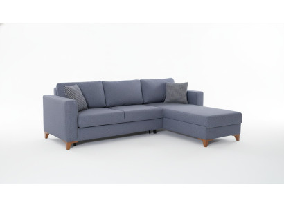 Sofá de esquina de diseñador elegante, gris acolchado, sofá para sala de estar, nuevo.