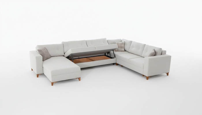 Sofá en forma de U blanco para sala de estar, sofá de esquina, sofá de tela, muebles de lujo nuevos.