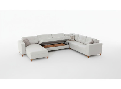 Sofá en forma de U blanco para sala de estar, sofá de esquina, sofá de tela, muebles de lujo nuevos.
