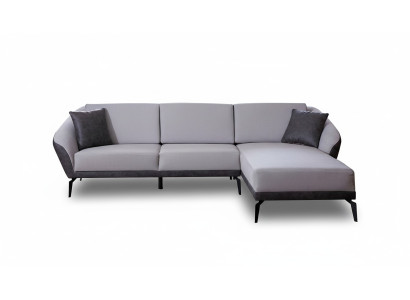 Blanco-gris sofá de esquina en forma de L para la sala de estar, textil de diseño de muebles textiles.