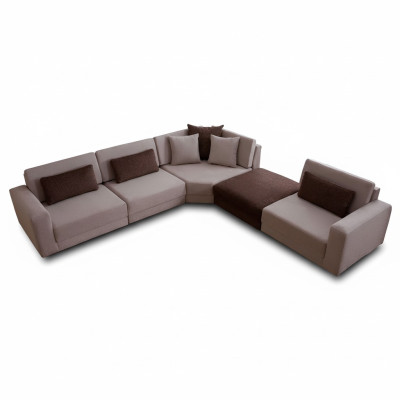 Sofá moderno en forma de L para sala de estar, sofá tapizado de tela, muebles de diseño.