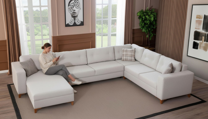 Elegante salón en forma de U Sofá Diseñador Sofá de esquina de lujo Sofás elegantes