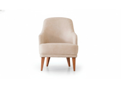Sillón de cuero beige para sala de estar, sillón de respaldo, diseño de 1 plaza, muebles nuevos.