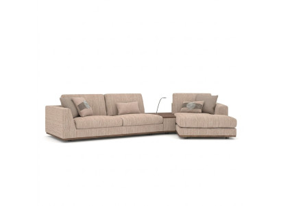 Sofá de esquina en forma de L de diseñador de lujo, sofá de tela para salón, muebles tapizados.