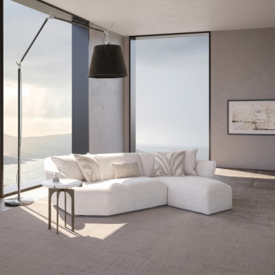 Sofá de diseñador blanco para sala de estar con forma de L, muebles tapizados.