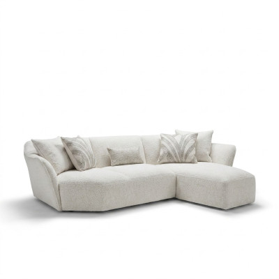 Sofá de diseñador blanco para sala de estar con forma de L, muebles tapizados.