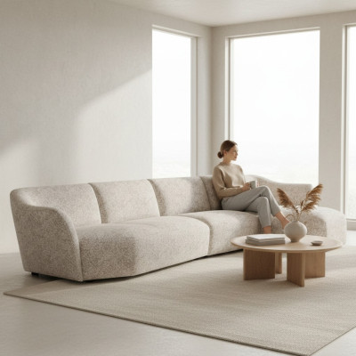Sofá esquinero moderno en forma de L blanco Muebles tapizados Sala de estar Nuevo mobiliario