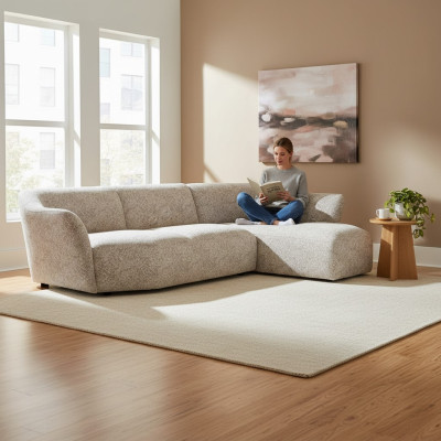 Sofá de esquina de salón en forma de L, conjunto de sofás tapizados de lujo en forma de L