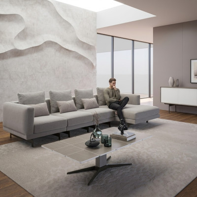 Conjunto de esquina de lujo completo Sofá en forma de L Sofá de diseñador Moderno amueblamiento