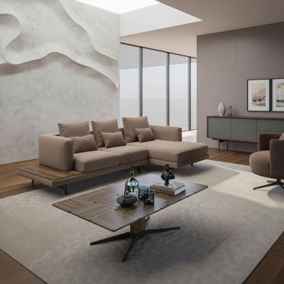 Juego de sala conjunto de sofás sofá sillón en forma de L mesa de centro de madera.